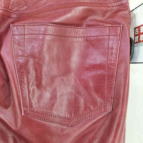 ギャップ Gap 00s 00AW boot cut LEATHER ジッパーフライ ブーツカットレザーパンツ ワインレッド メンズ 4