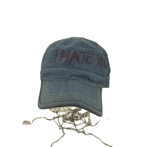 エムエイチエル MHL. フロントメッセージペイント デニムワークキャップ I HATE YOU メンズ FREE