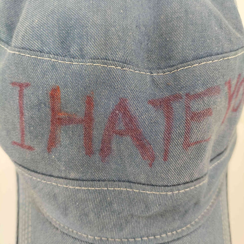 エムエイチエル MHL. フロントメッセージペイント デニムワークキャップ I HATE YOU メンズ FREE