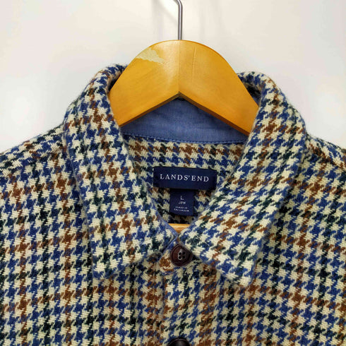 ランズエンド LANDS END 千鳥格子 ステンカラーコート メンズ L
