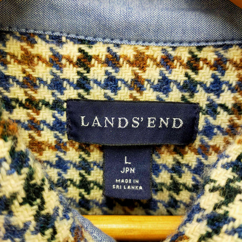 ランズエンド LANDS END 千鳥格子 ステンカラーコート メンズ L