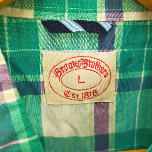 ブルックスブラザーズ BROOKS BROTHERS チェック柄ボタンダウンシャツ メンズ L
