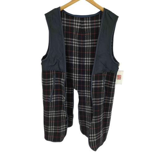 バーバリーズ BURBERRYS 80-90S PRESTIGE COLLECTION 青 ノバチェック カシミヤ混 ウール コート ライナー メンズ