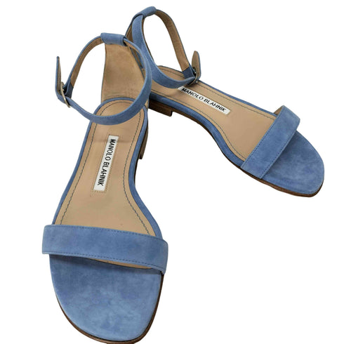 マノロブラニク MANOLO BLAHNIK イタリア製 CHAFLA レザー アンクルストラップ サンダル レディース 35 1/2