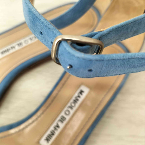 マノロブラニク MANOLO BLAHNIK イタリア製 CHAFLA レザー アンクルストラップ サンダル レディース 35 1/2