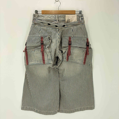 ジョンブル Johnbull ビッグポケット ヒッコリー ハーフデニムパンツ レディース JPN:M