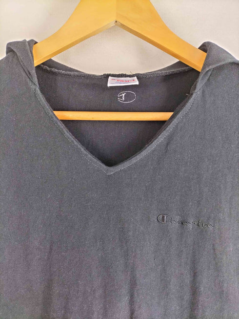 チャンピオン Champion REVERSE WEAVE ロゴ刺繍 切りっぱなし Vネック フーデッド ノースリーブワンピース レディース JPN:M