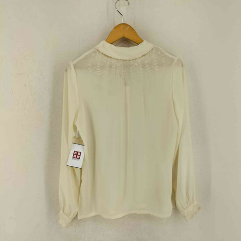 SAPHIR 袖ギャザー フラワー刺繍 ポリL/Sシャツ レディース import:L