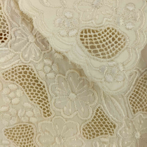 SAPHIR 袖ギャザー フラワー刺繍 ポリL/Sシャツ レディース import:L