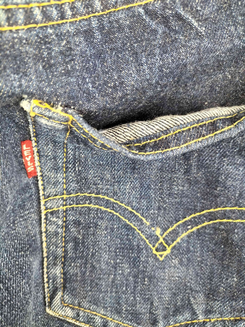 リーバイス Levis 60s VINTAGE J刻印 均等V BIG E オフセットセンターループ 隠しリベット 赤耳 ギャラ無し紙パッチ 504ZXX 濃紺 メンズ W28 L30