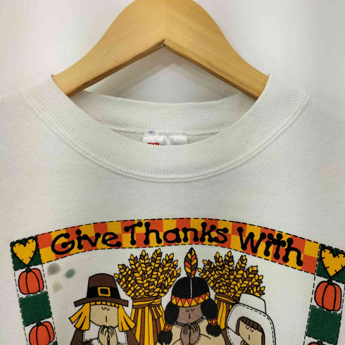 ヘインズ Hanes 90S GIVE THANKS WITH A GRATEFUL HEART プリント スウェット メンズ import:XL