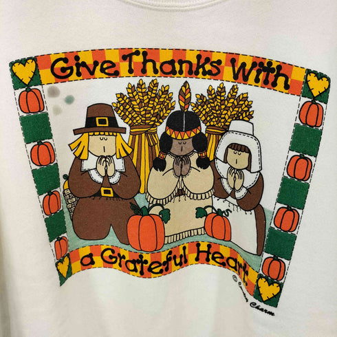 ヘインズ Hanes 90S GIVE THANKS WITH A GRATEFUL HEART プリント スウェット メンズ import:XL
