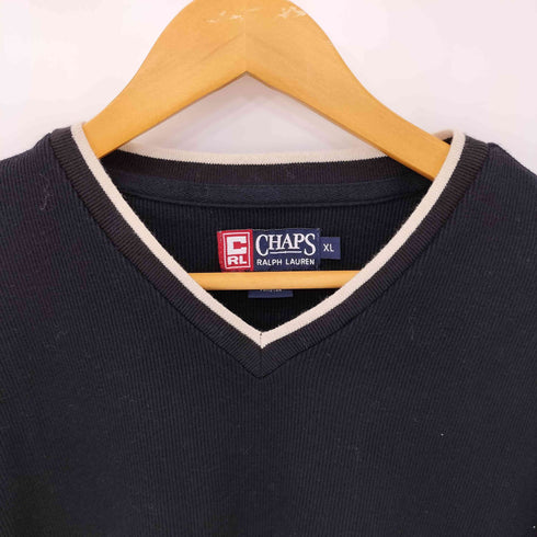 チャップスラルフローレン CHAPS RALPH LAUREN 90S コットン ライン Vネックニット メンズ import:XL