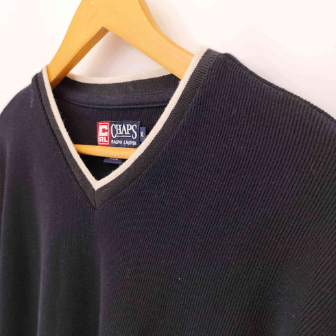 チャップスラルフローレン CHAPS RALPH LAUREN 90S コットン ライン Vネックニット メンズ import:XL