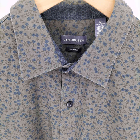 ヴァンヒューゼン VAN HEUSEN SLIM FIT 花柄 レギュラーカラー L/S シャツ メンズ import:M