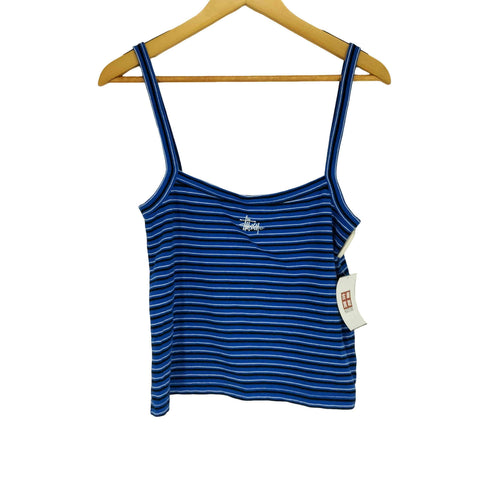 ステューシー Stussy ボーダー柄ロゴ刺繍キャミトップ レディース JPN:XS
