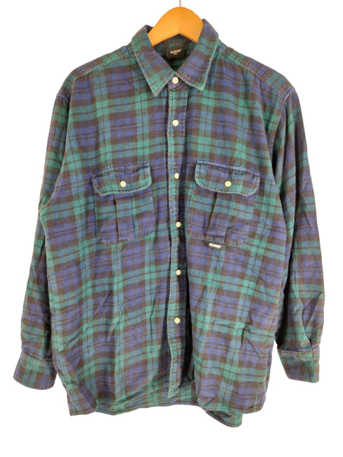エクストララージ XLARGE 90s OLD USA製 ブラックウォッチ ダブルポケット 長袖ネルシャツ メンズ import:M