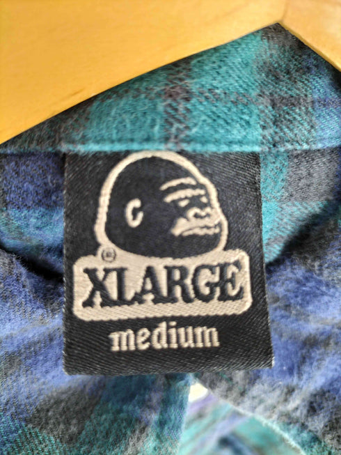 エクストララージ XLARGE 90s OLD USA製 ブラックウォッチ ダブルポケット 長袖ネルシャツ メンズ import:M