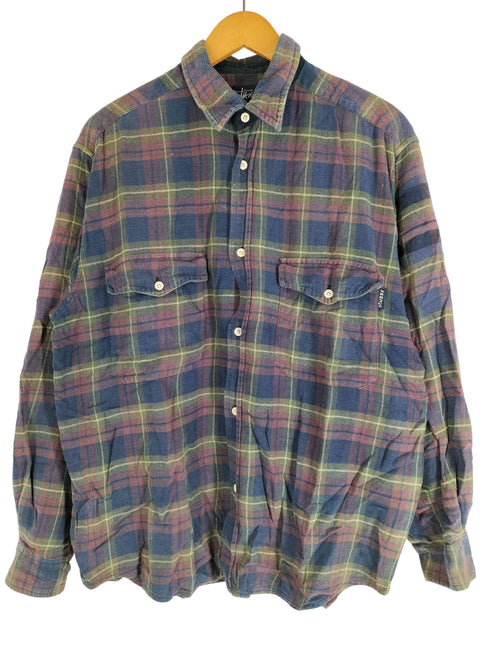 ステューシー Stussy 90s OLD stussy 紺タグ インド製 チェック柄 長袖ネルシャツ メンズ import:M