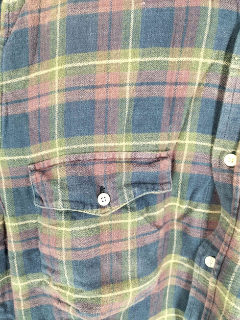 ステューシー Stussy 90s OLD stussy 紺タグ インド製 チェック柄 長袖ネルシャツ メンズ import:M