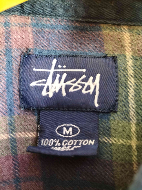 ステューシー Stussy 90s OLD stussy 紺タグ インド製 チェック柄 長袖ネルシャツ メンズ import:M