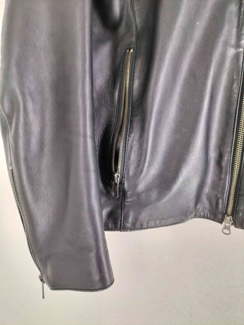 リューグーレザーズ Liugoo Leathers 羊革 襟ボア スタンドカラーレザージャケット メンズ import:L