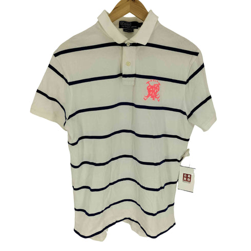 ポロバイラルフローレン Polo by RALPH LAUREN CUSTOMFIT エンブレム ロゴ 刺繍 ボーダー ポロシャツ メンズ import:M