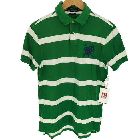 ポロラルフローレン POLO RALPH LAUREN CUSTOMFIT エンブレム ロゴ 刺繍 ボーダー ポロシャツ メンズ import:M