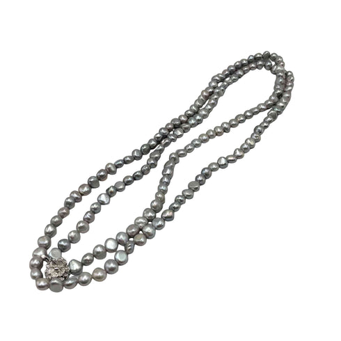 SILVER シルバー 淡水バロックパール ロングネックレス レディース