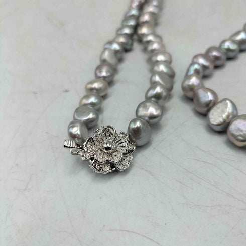 SILVER シルバー 淡水バロックパール ロングネックレス レディース