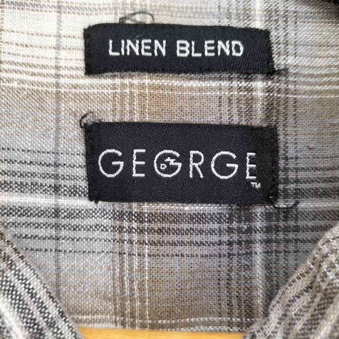 ジョージズ GEORGE LINEN BLEND ボックスチェックシャツ メンズ JPN:L