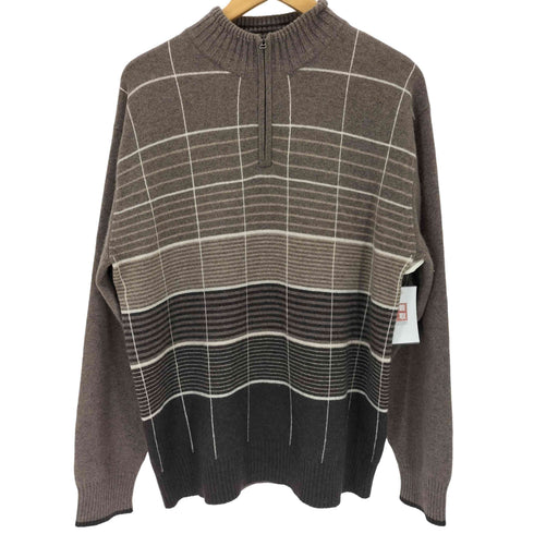 ピュア カシミヤ pure cashmere カシミヤ100 チェック柄ハーフジップニット メンズ import:L