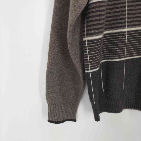 ピュア カシミヤ pure cashmere カシミヤ100 チェック柄ハーフジップニット メンズ import:L