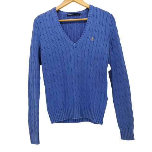ラルフローレンスポーツ RALPH LAUREN SPORT ポニー刺繍 コットン ケーブル Vネック リブニット セーター レディース import:S
