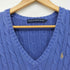 ラルフローレンスポーツ RALPH LAUREN SPORT ポニー刺繍 コットン ケーブル Vネック リブニット セーター レディース import:S