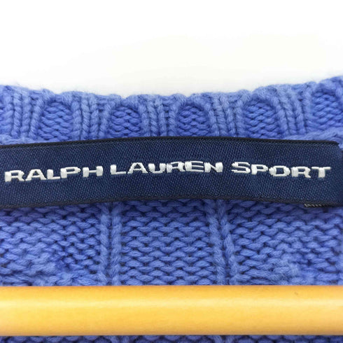 ラルフローレンスポーツ RALPH LAUREN SPORT ポニー刺繍 コットン ケーブル Vネック リブニット セーター レディース import:S