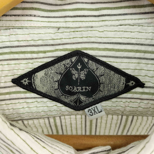SOARIN ストライプ シアサッカー L/Sシャツ メンズ 3XL