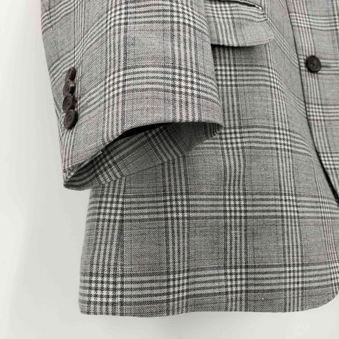 バーバリーロンドン BURBERRY LONDON リネン混 チェック柄 背抜き 2B テーラード ジャケット メンズ 170