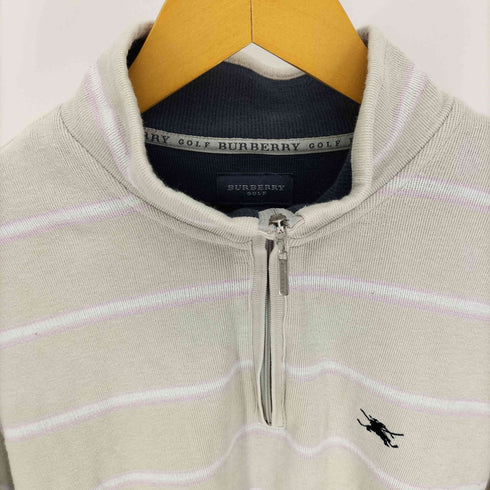 バーバリーゴルフ BURBERRY GOLF ロゴ刺繍 ボーダー ハーフジップ スウェット メンズ LL