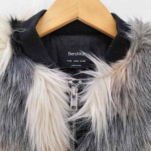 ベルシュカ BERSHKA ミックスフェイクファー ジャケット レディース import:M