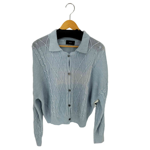 ケーブル編み ローゲージ L/S ニットポロカーディガン レディース FREE