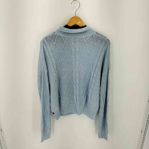 ケーブル編み ローゲージ L/S ニットポロカーディガン レディース FREE