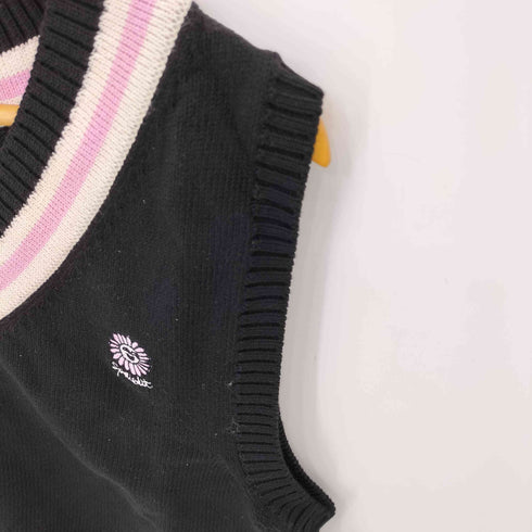 SPELLEDIT フロント刺繍コットンニットベスト レディース