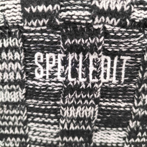 SPELLEDIT ウール混ロゴ刺繍ショート丈ニット レディース