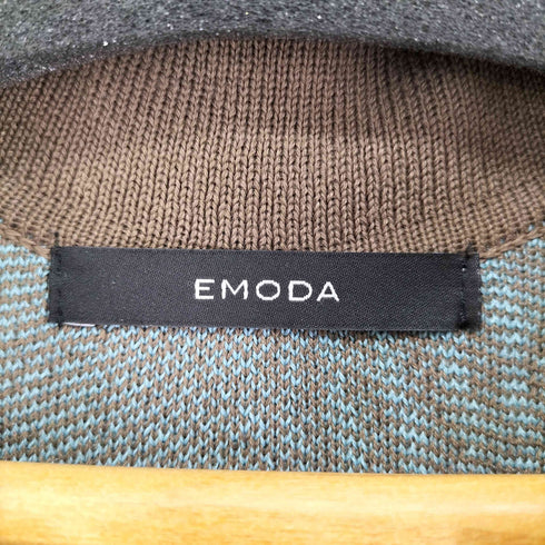 エモダ EMODA オープンカラーフィットニット マーブル柄 レディース