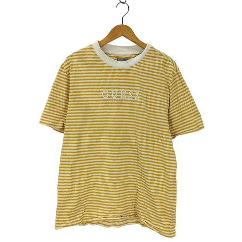 ゲス GUESS 90s-00s ロゴ刺しゅう ボーダー柄クルーネックTシャツ メンズ JPN:M
