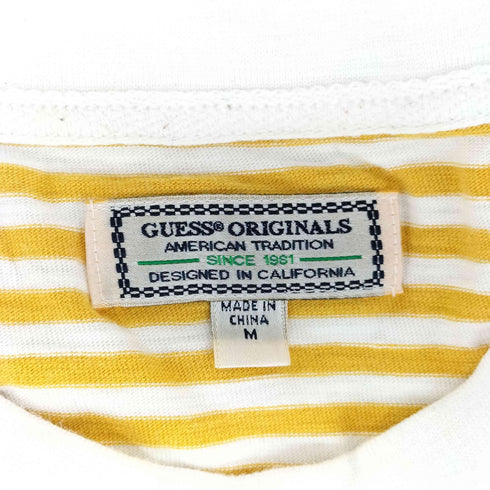 ゲス GUESS 90s-00s ロゴ刺しゅう ボーダー柄クルーネックTシャツ メンズ JPN:M