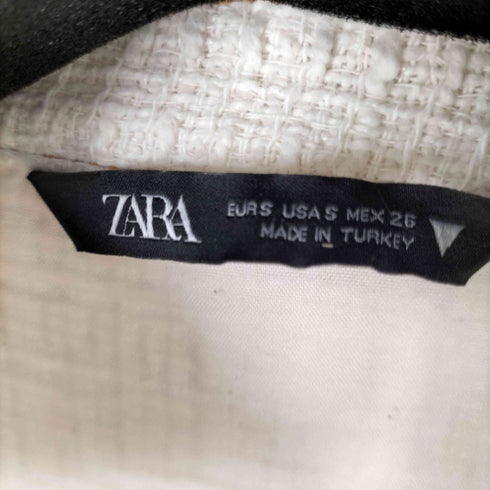 ザラ ZARA フリンジデザイン ツイードジャケット レディース import:S