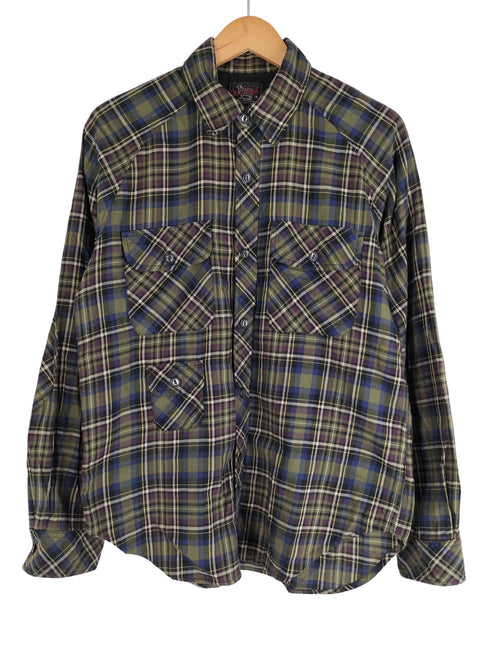 ウールリッチ WOOLRICH 50S復刻 MADE IN USA 3P 猫目ボタン チェックシャツ フラップポケット メンズ import:M