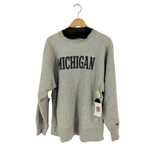 チャンピオン Champion USA製 トリコタグ REVERSE WEAVE MICHIGAN カレッジ 染み込み クルーネックスウェット メンズ import:L